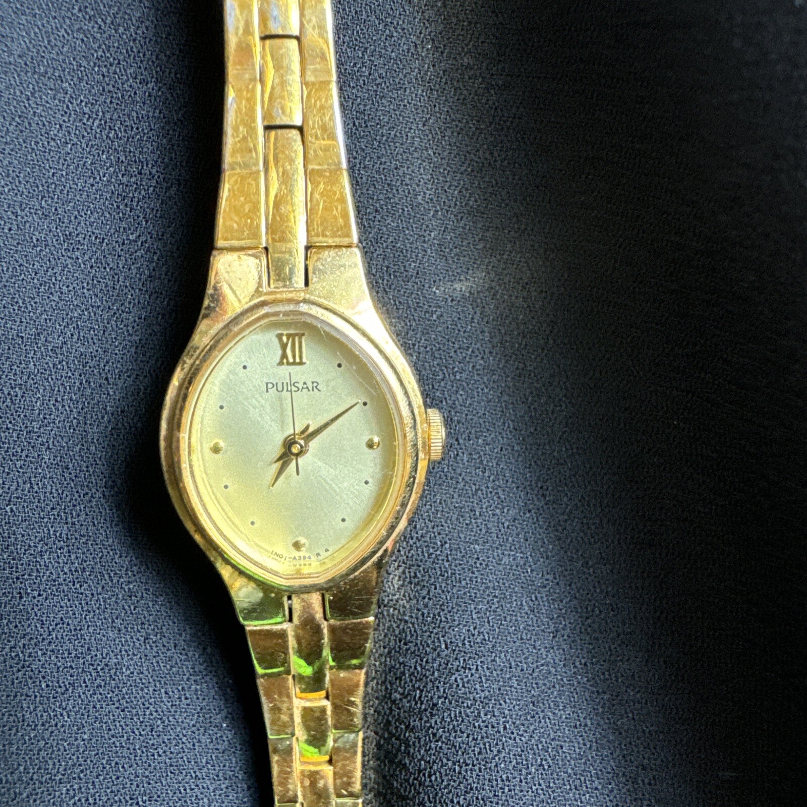 Pulsar Rare Eye Shaped Gold Case One Piece Strap Antique Watch Untested