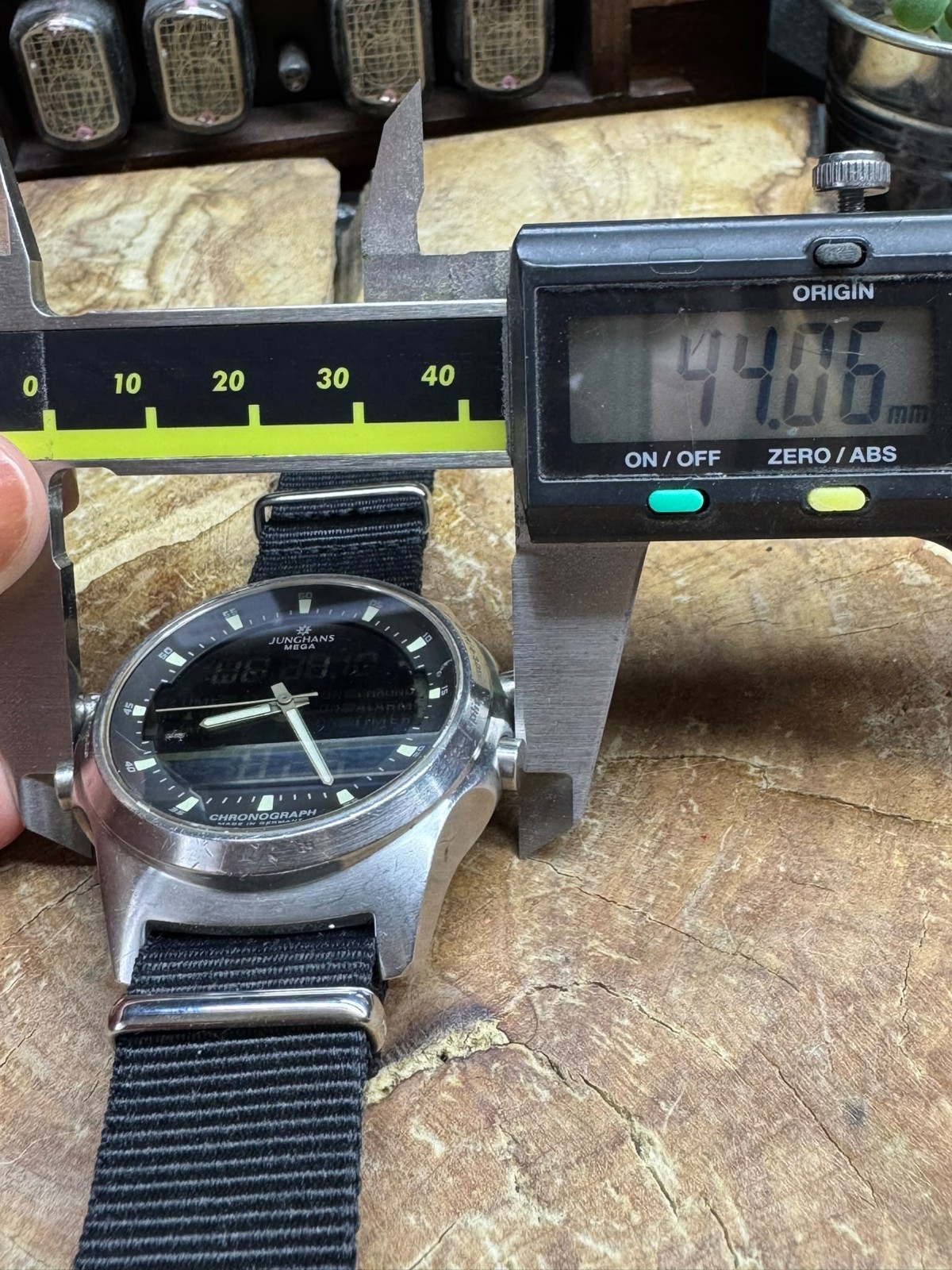 Vintage Junghans Mega Chronograph Radio Controlled Alarm Timer Watch Germany 44m