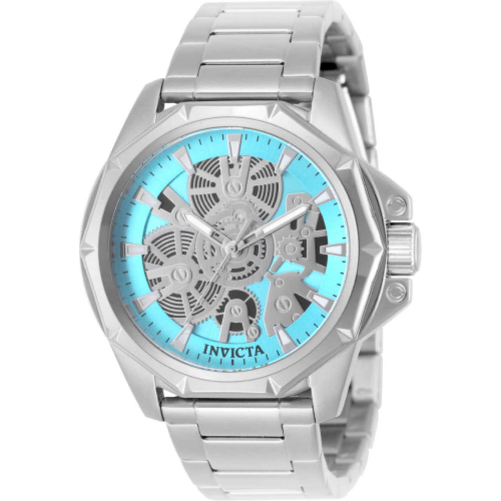 Invicta Men’s Watch Objet D Art Blue Skeleton Dial Silver Bracelet 50379