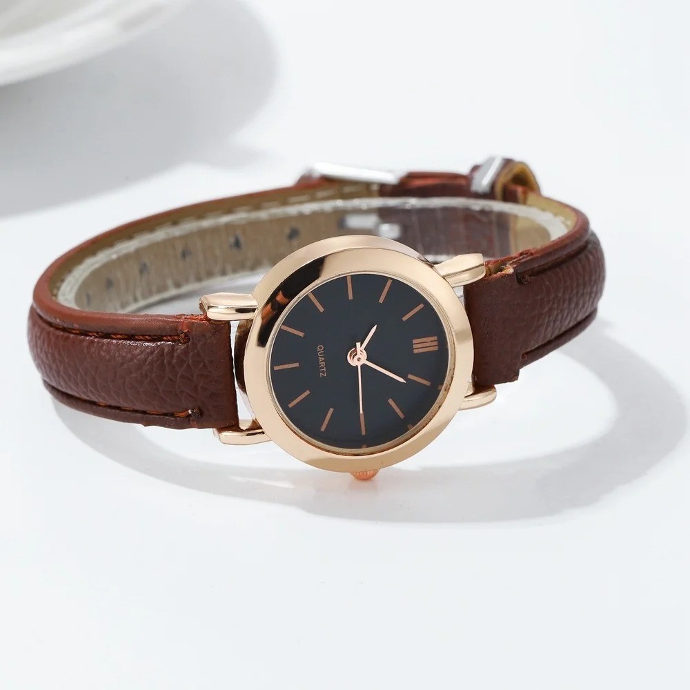 Fashion Small Dial Women’s Watch – Simple Leather Band, Analog Quartz Wristwatch