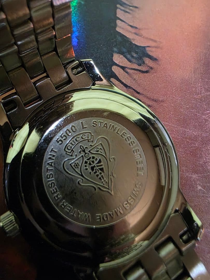 Gucci 5500L Sherry Line Black Quartz Watch Rare Japan 075574