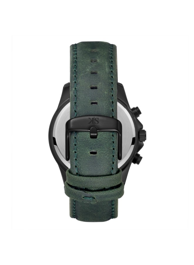 Kenneth Scott Men’s Chronograph Watch | Green Dial, 42mm, 30 m (3 ATM)