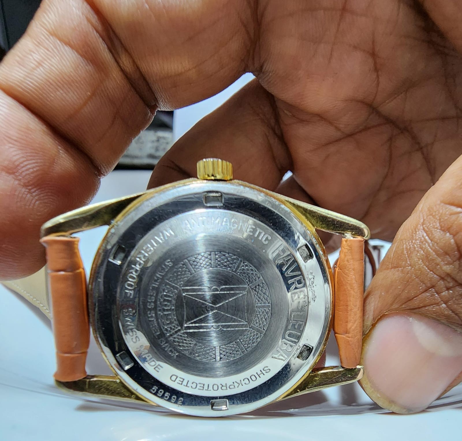 Vintage Favre-Leuba Daymatic Automatic Swiss Gold Dial Date Men’s Watch 21Jewels