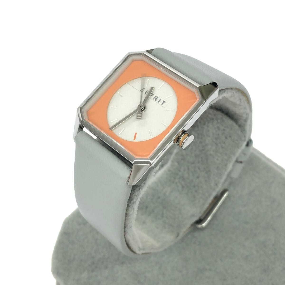 ESPRIT Watch Good Condition Quartz SS Leather 1L070 Silver Light Gray Women’s Us