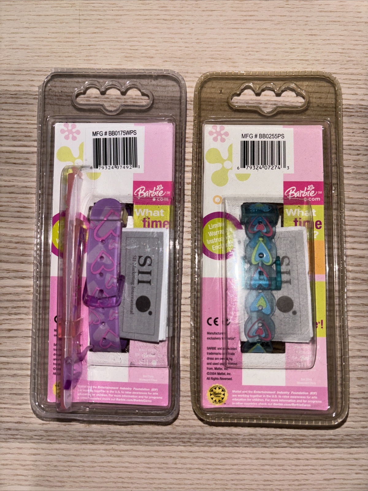 Barbie Blue & Purple Plastic Digital Watch by SII Interchangeable Faces Set Of 2