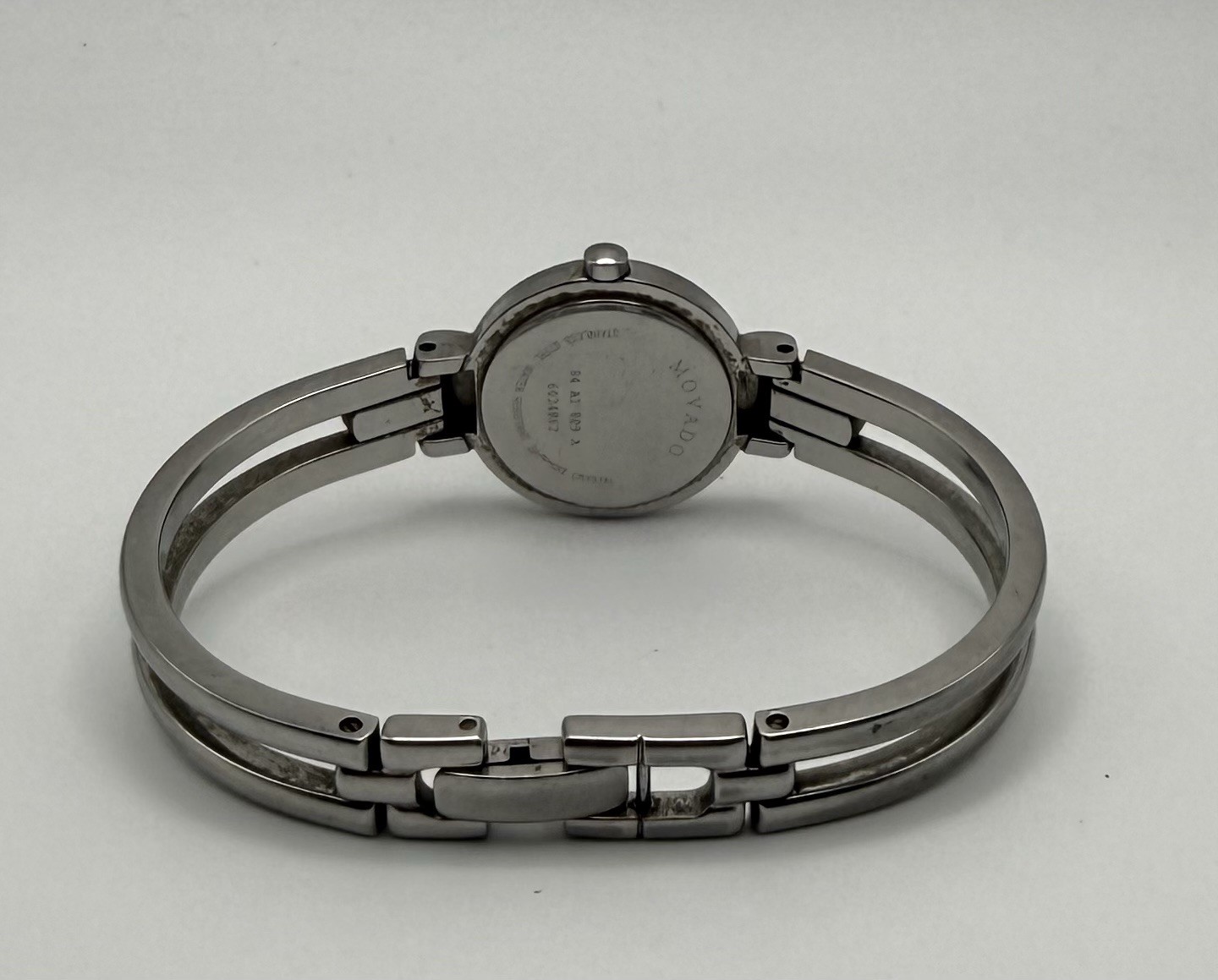 Womens Movado Museum Swiss Made Analog Black Dial Silver SS Bangle Watch