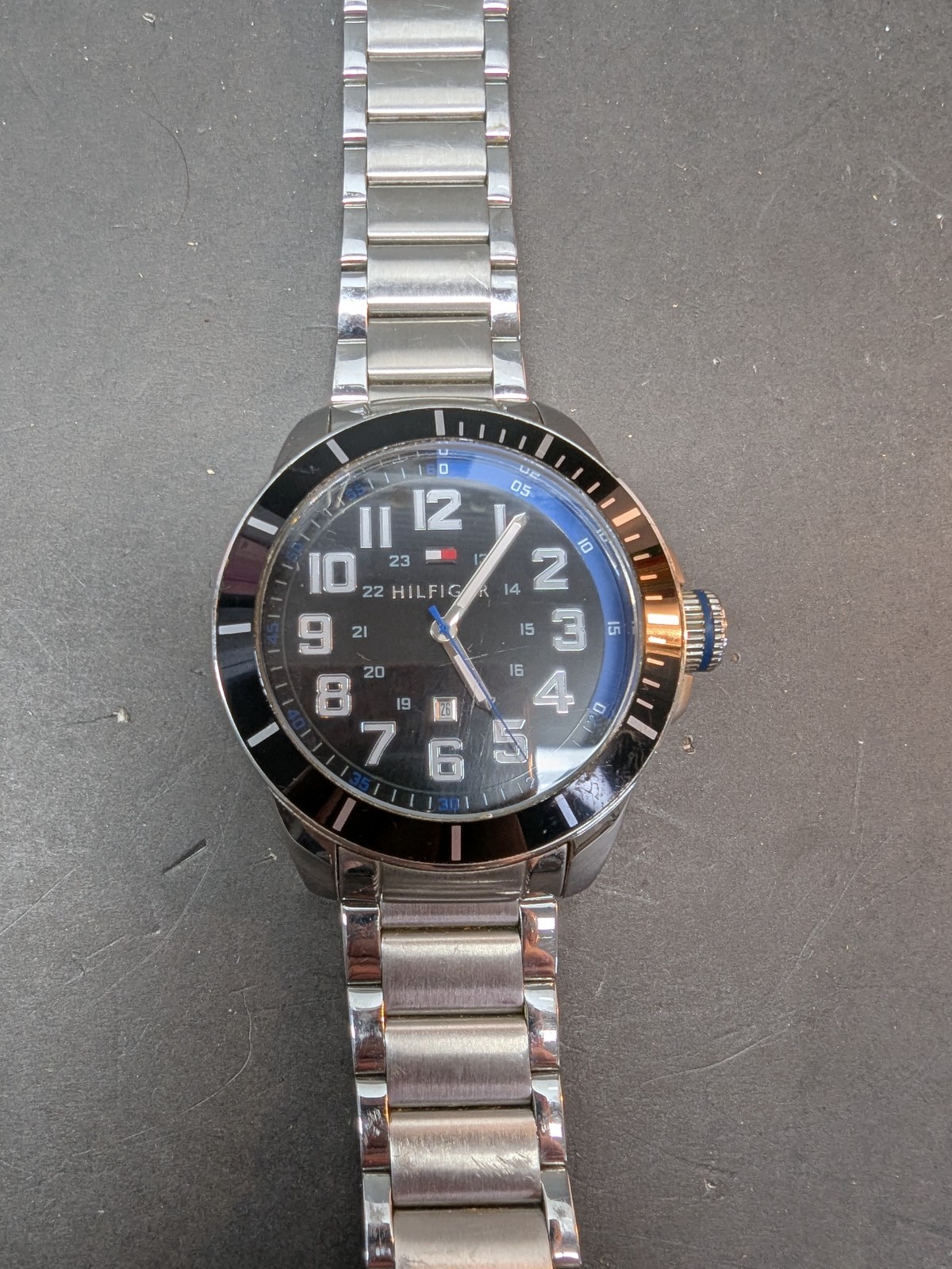 Tommy Hilfiger Three Hand Stainless Steel Black Dial 46mm Watch 30M / 3 ATM