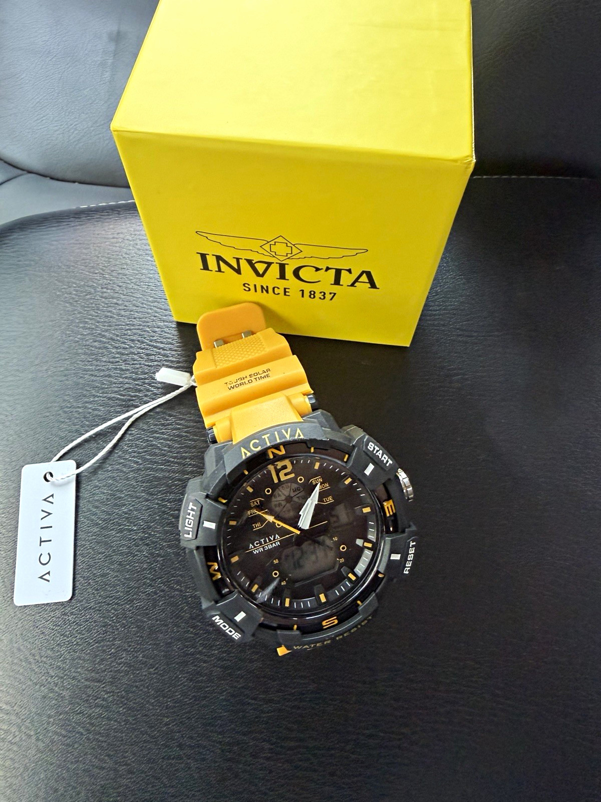 Invicta Activa Men’s Analog-Digital Quartz 100m Yellow Silicone Strap w/Box