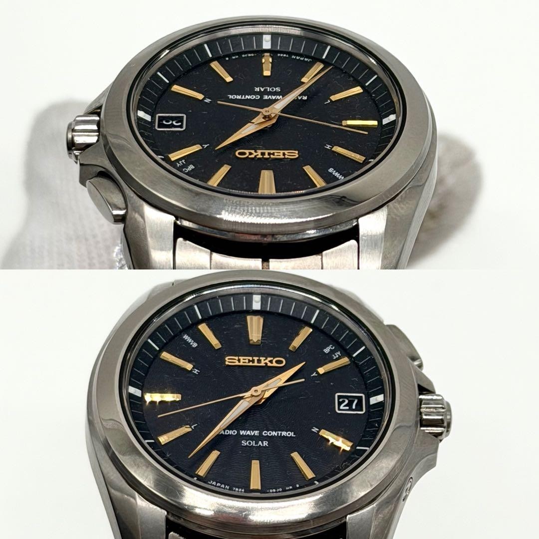Seiko Brightz 7B24-0AW0 Solar Titanium Watch Black Dial Japan 071241