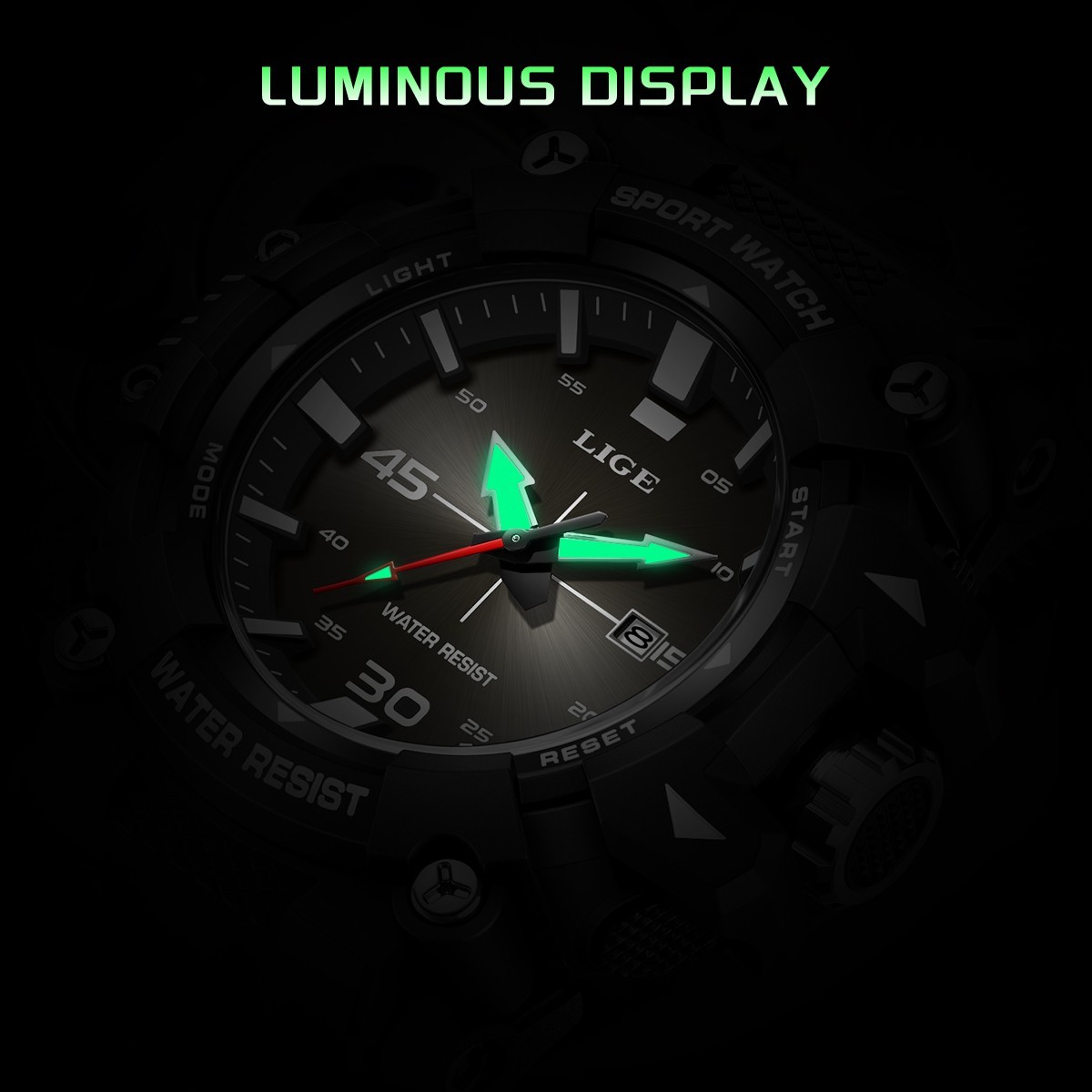 LIGE Men Watch Quartz Date Luminous Waterproof Classic Electronic Boy Wristwatch