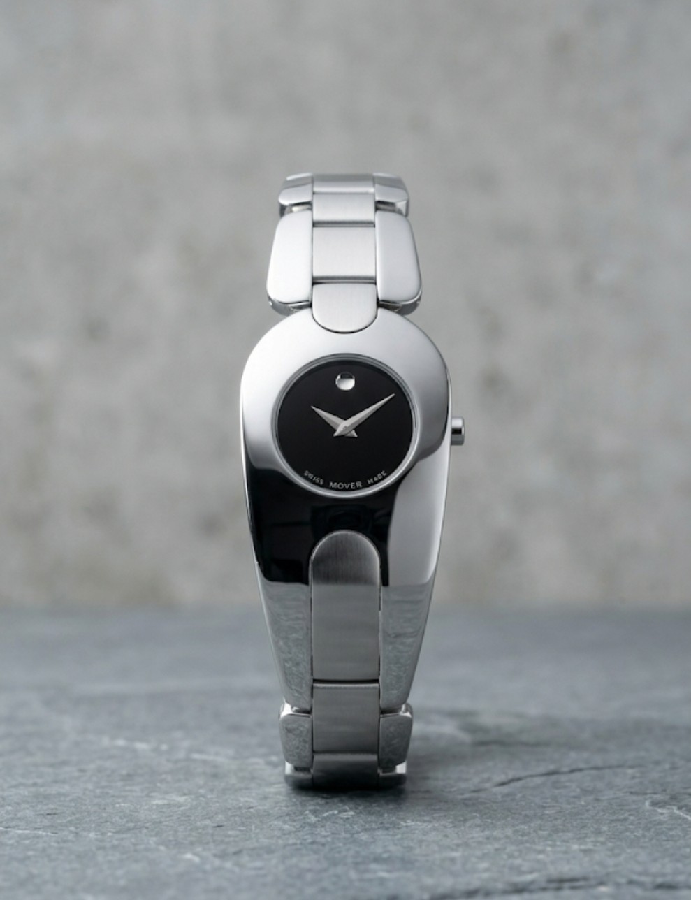 Movado Quartz Black Dial Stainless Steel 24mm Women’s Wristwatch 3ATM