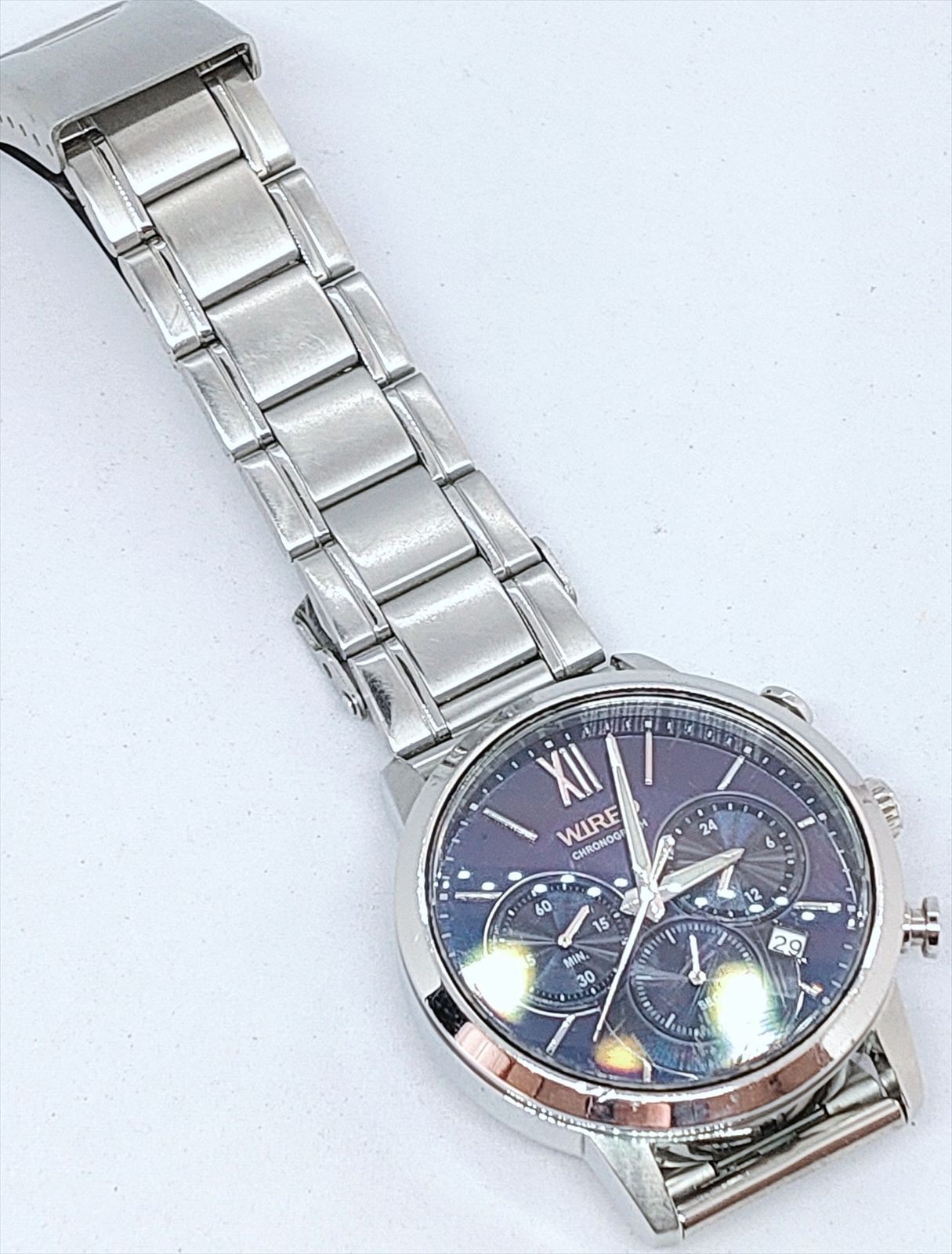 SEIKO WIRED VD53-KZB0 Chronograph Men’s Watch Blue Dial Quartz From Japan