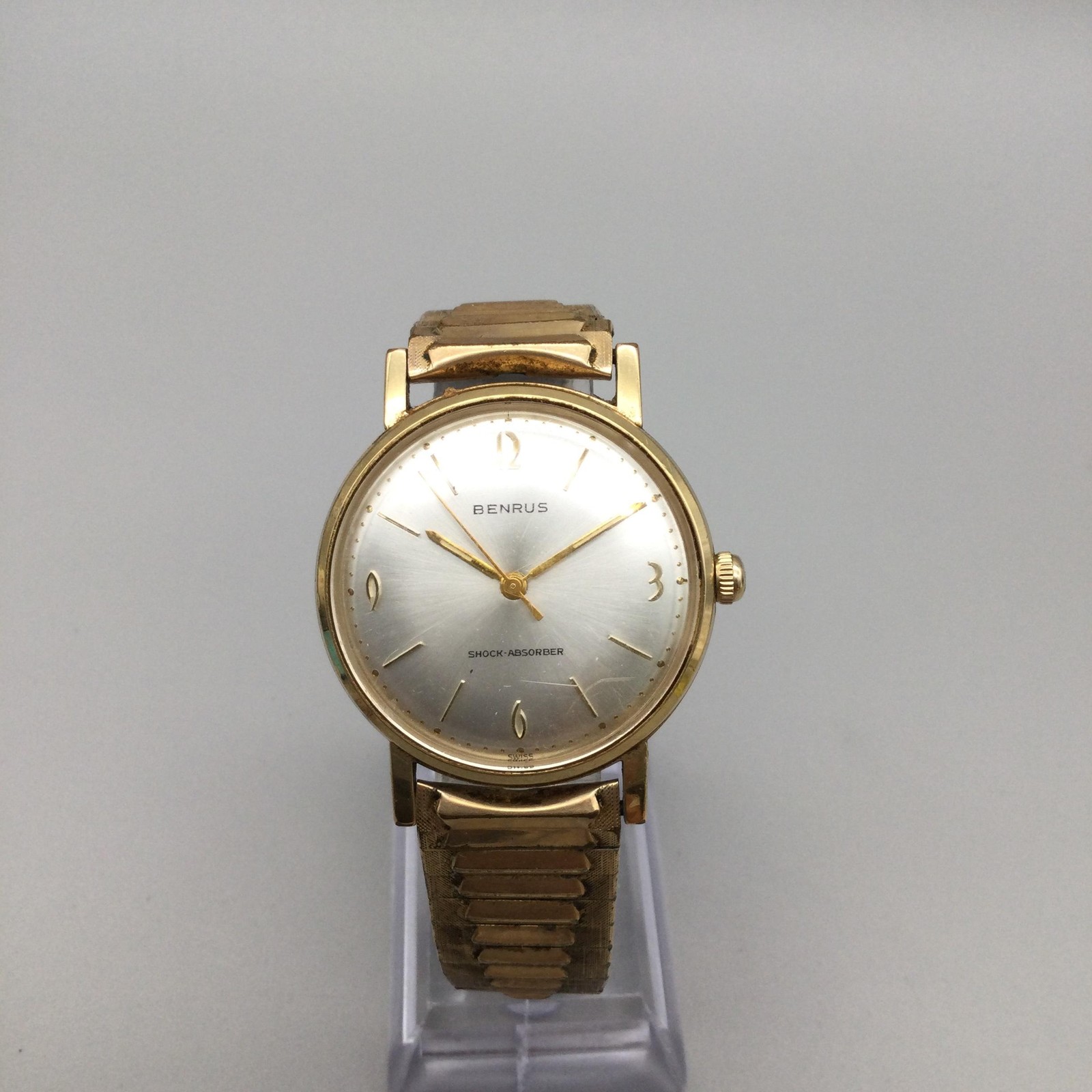 Vintage Benrus Mens Watch 34mm Gold Plated 3021 Expansion Band Manual Wind