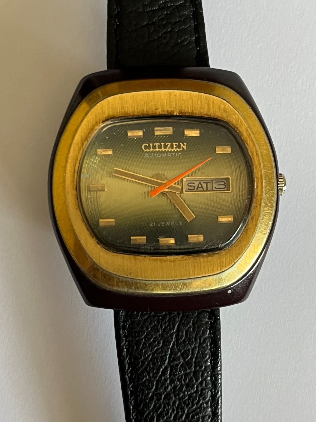 Vintage Citizen Automatic Red Dark Wine Color Day Date Men’s Watch