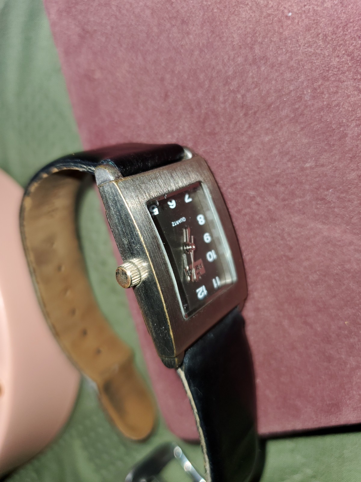 House of Watches Denmark Brushed Silver Rectangular Watch Black Band New Battery