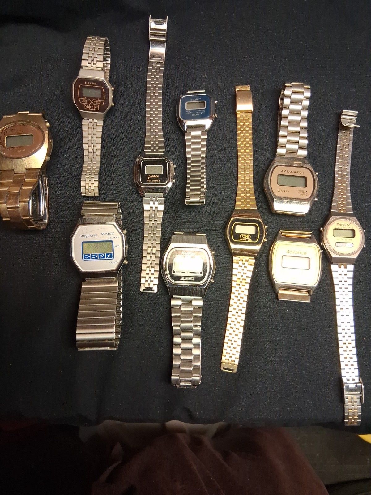 Lot of VIntage Digital Watches (10) Various BRANDS Untested for Parts