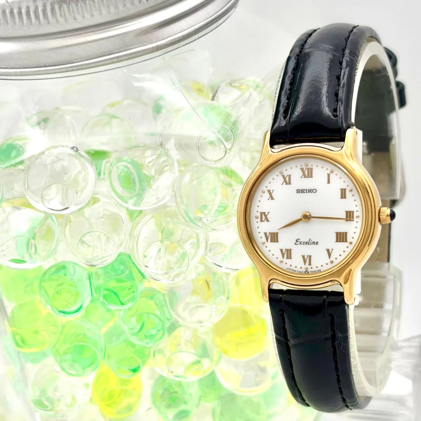 Excellent Condition New Battery SEIKO Exceline Ladies’ Wristwatch Gold Roman 732