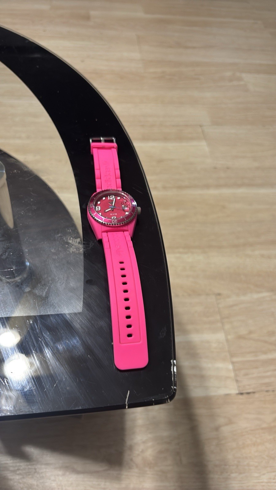 adidas Pink Analog Quartz Watch, Silicone Strap, Date, 100m Water Resistant