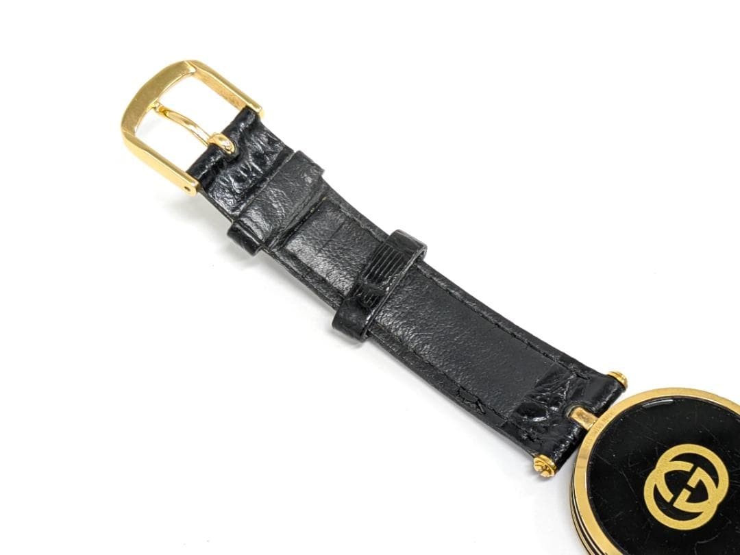 Gucci Men’s Quartz Watch Black Gold 2-Hand Japan Working New Battery 071176