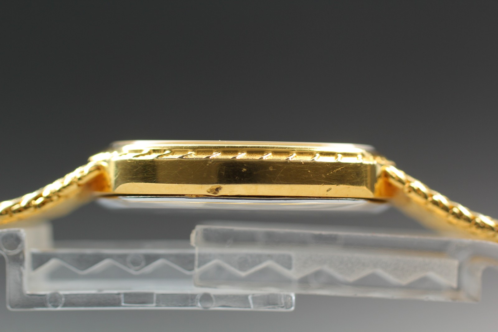 [Near MINT] Cyma 604SP Gold Dial Diamond Markers 30mm Swiss Square Watch JAPAN