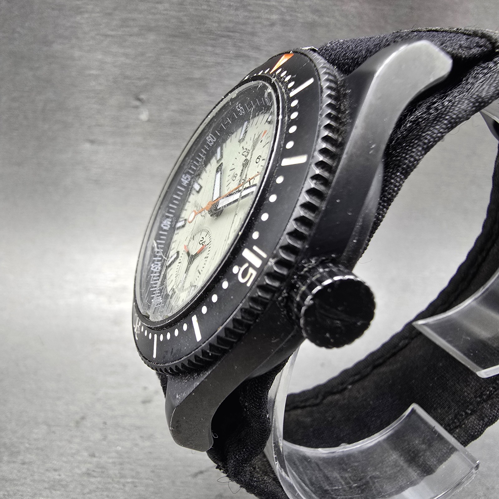 Nautica Dive Watch Men 43mm Gray Dial Black Tone Date Round N11033 New Battery