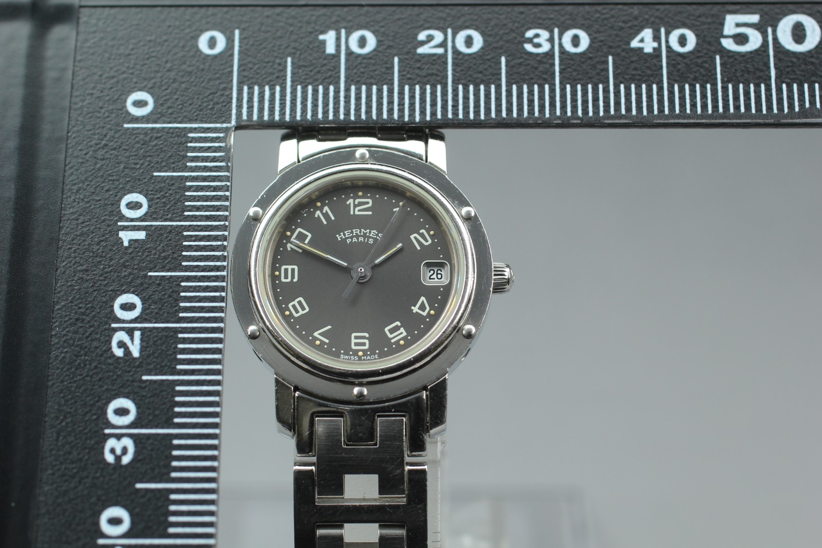 Vintage Hermes Clipper CL4.210 Black Dial Ladies Quartz 24mm Swiss Watch C.2000