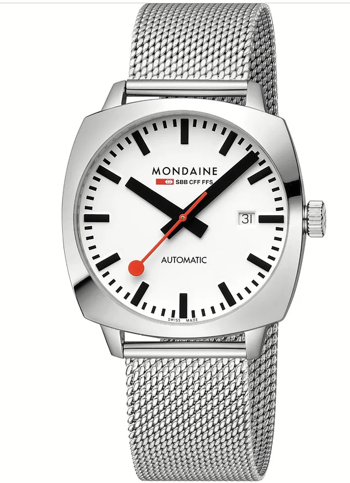 Mondaine MSL.3961B.SM Mens Swiss Watch Cushion Automatic 39mm Sapphire Crystal