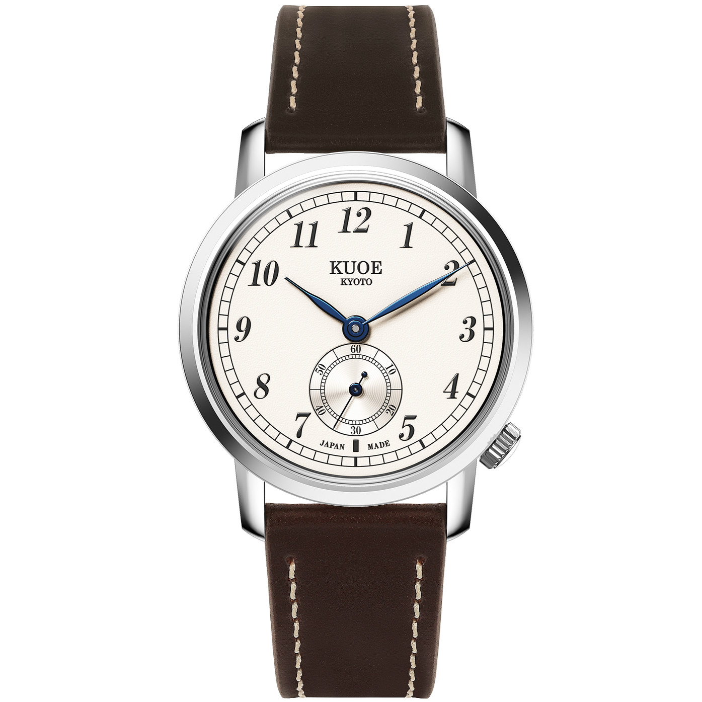KUOE KYOTO OLD SMITH 90-007 Small Seconds Automatic Blue Hands Brown Cordovan