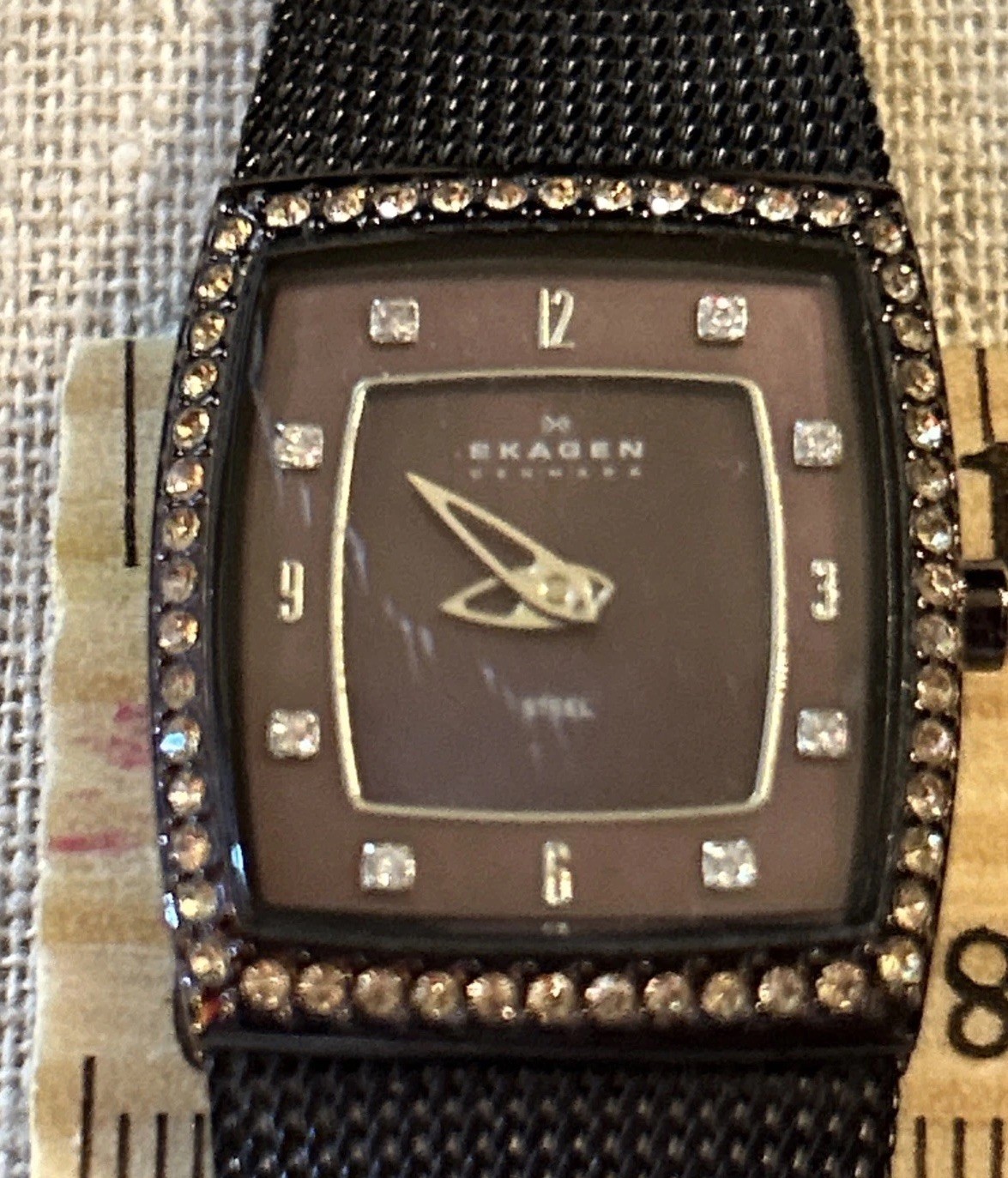 Skagen Dark Brown Steel Mesh Band Ladies Watch Quartz Movement Water Resistant