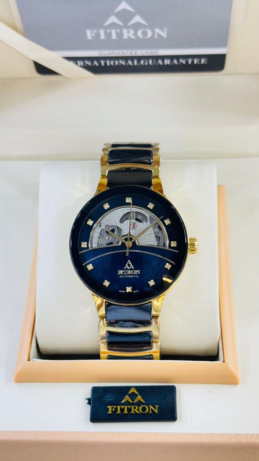 Fitron Men’s Automatic Skeleton Ceramic Watch Gold Black – New 2026 Edition