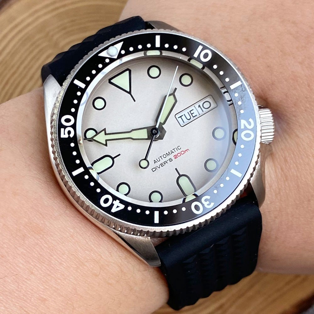 Japan NH36A Date Week 20ATM Dive 37mm Steel Automatic Men Watch Sapphire Lume