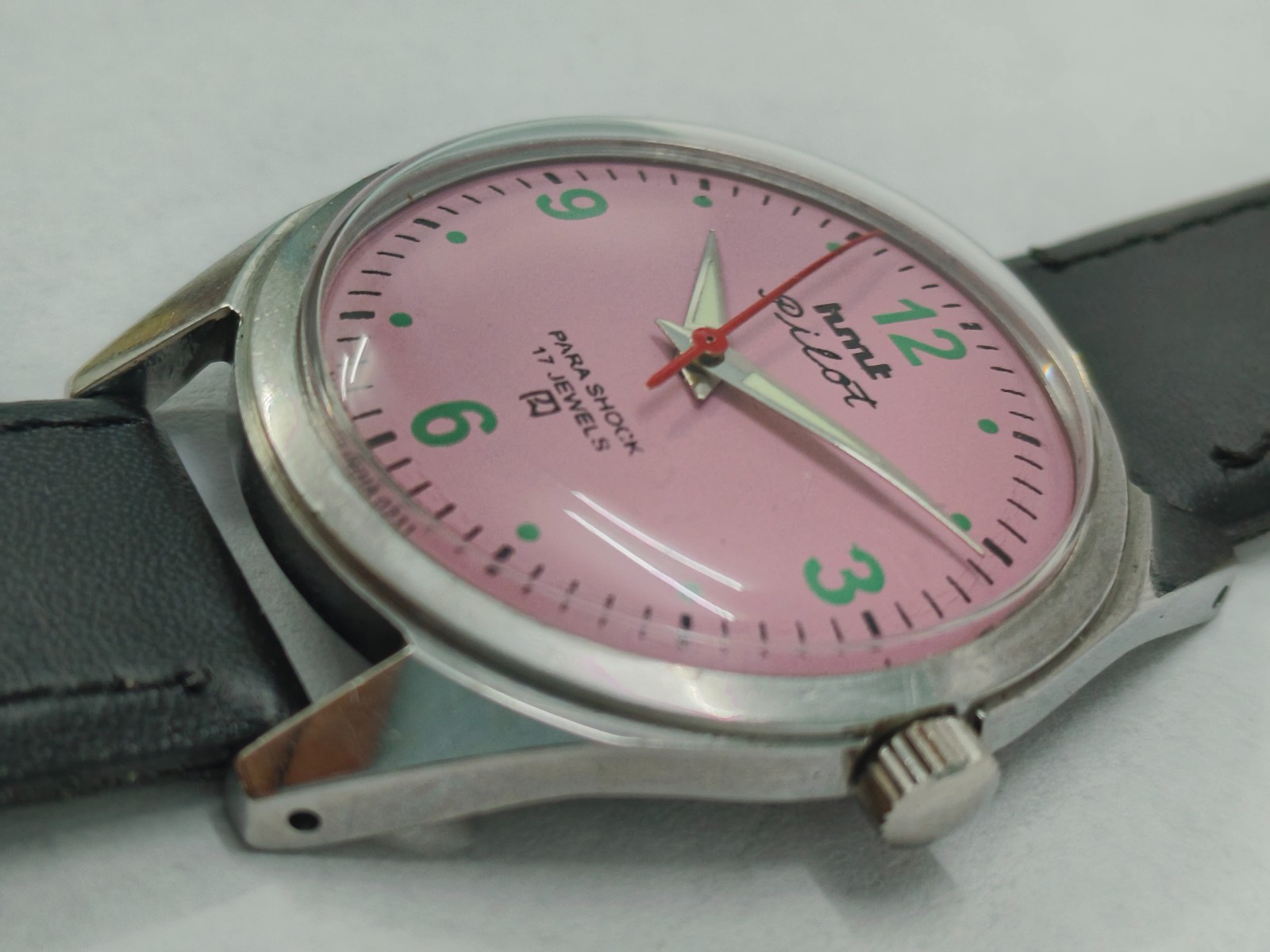 Vintage HMT Pilot Pink 17 Jewels Mechanical Hand Winding Men’s Wrist Watch