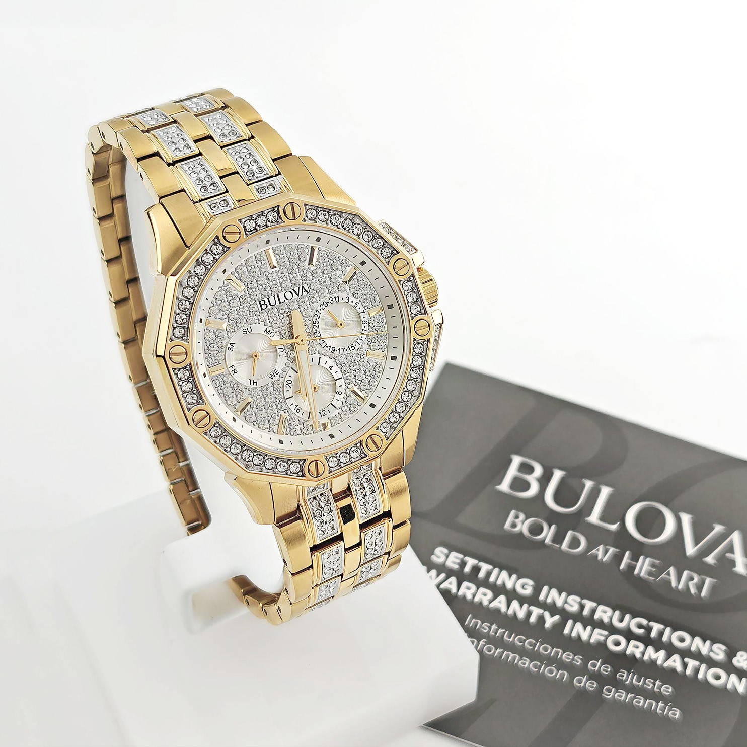 Bulova Octava Crystal Gold/White Two Tone 41.5MM Men’s Quartz Watch 98C126