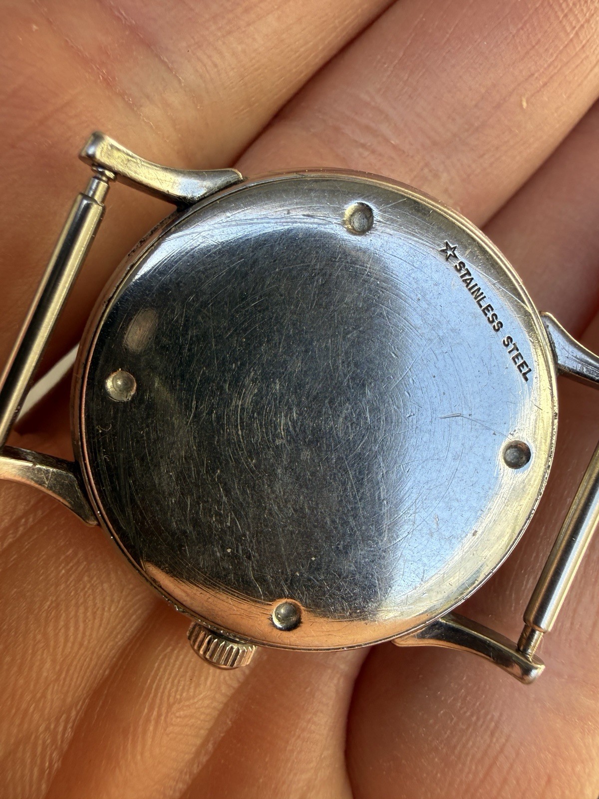 VINTAGE WITTNAUER MILITARY WATCH 11 ESB 17 JEWEL STAINLESS STEEL 24 HR DIAL
