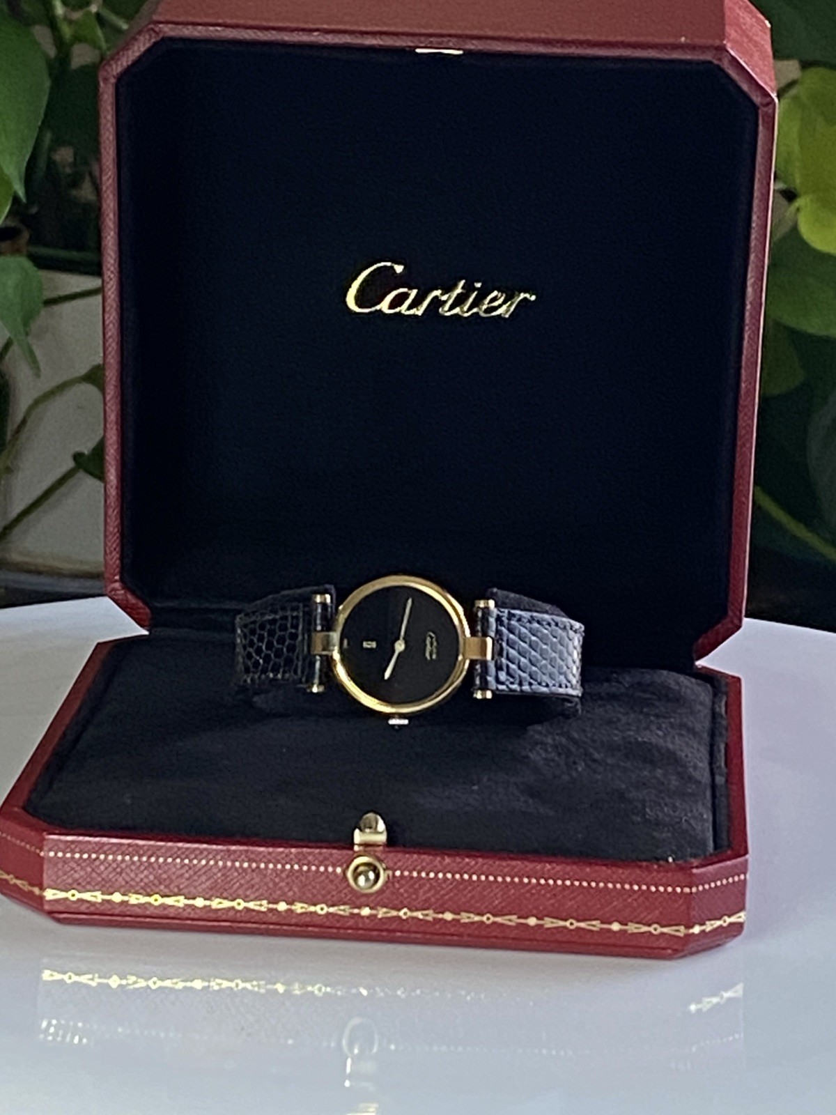 Cartier Vendome Must De Cartier lady Onex Black SS Gold Plated Caliber 81
