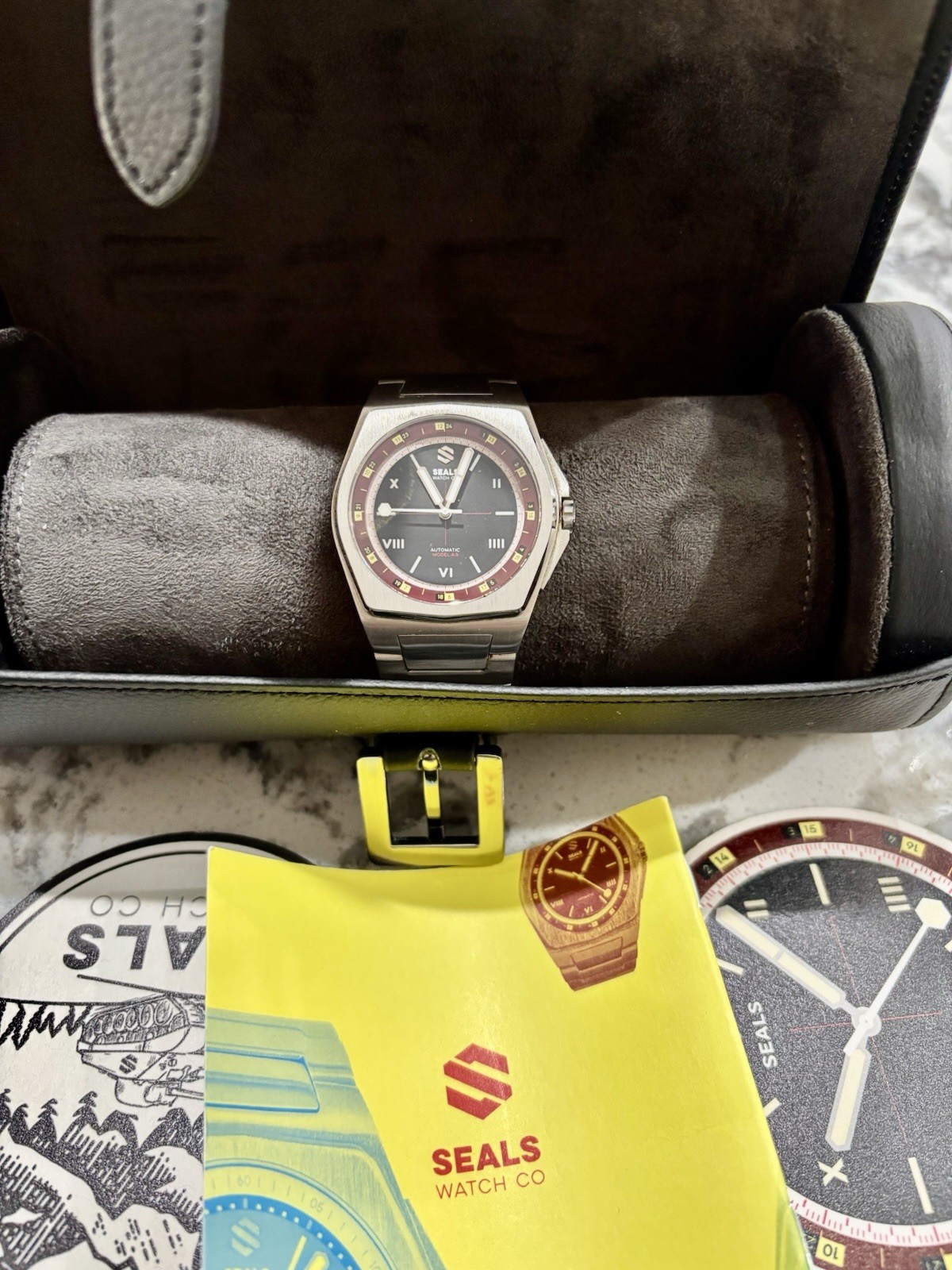 Seals Watch Co Company Model A.5 Automatic Men’s Wrist Burgundy Roulette Michael