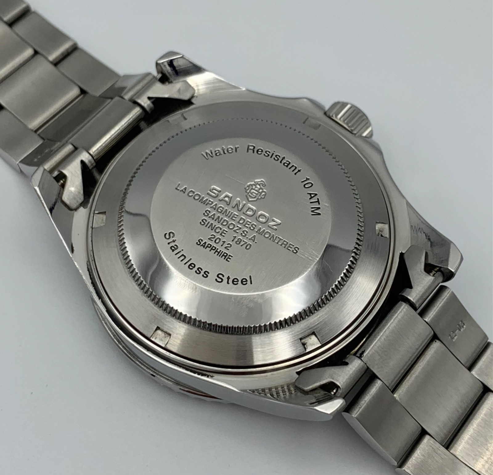 Sandoz Automatic Diver Watch 25 Jewels Sapphire Swiss Made Black Dial