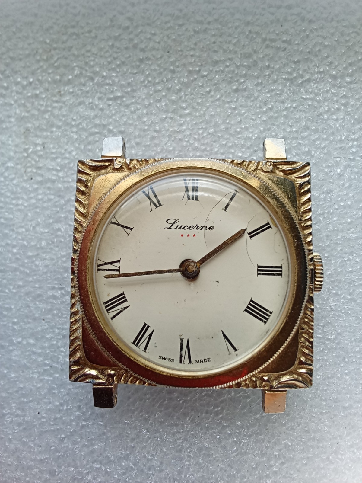 Vintage Lucerne Square Men’s Watch Swiss 1 Jewel Mechanical Parts Repair 29mm