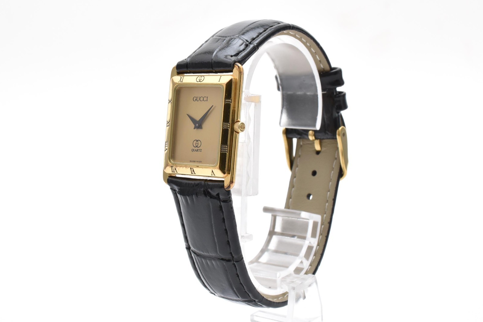 Gucci 4200FM 25mm Gold Black Dial Vintage Quartz Unisex Watch with Original Box