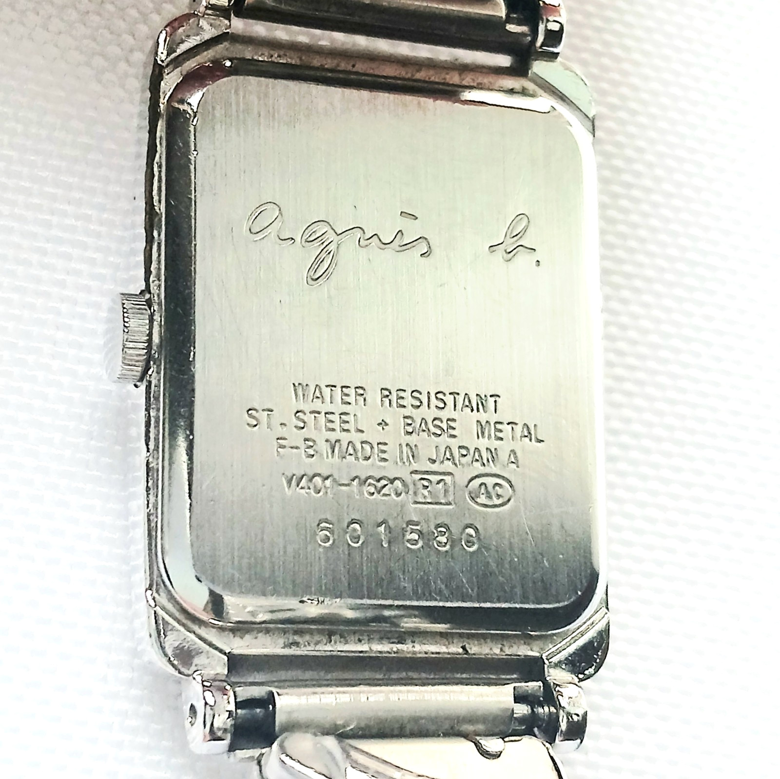 Agnes b. Paris Colorful Numeric Watch Seiko V401 Rectangle Silver Y2K 00 Japan