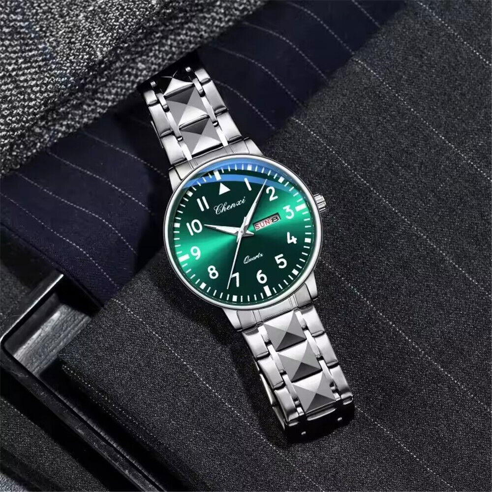 CHENXI Men Quartz Watch Calendar Week Display Wristwatch Male Steel White Watch