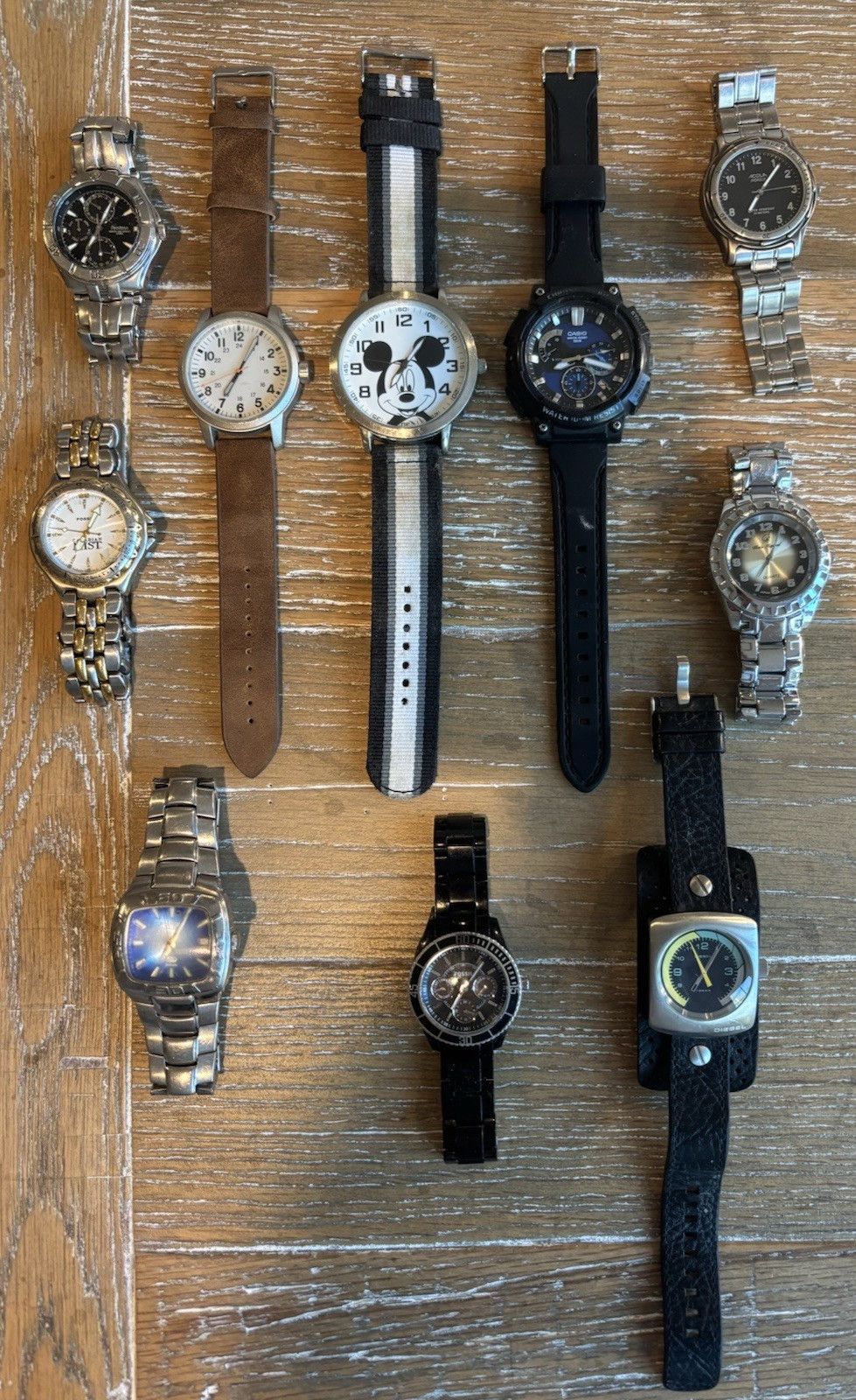 Lot of 10 Various Mens Watches | New Batteries Installed | Fossil, Diesel, Etc..