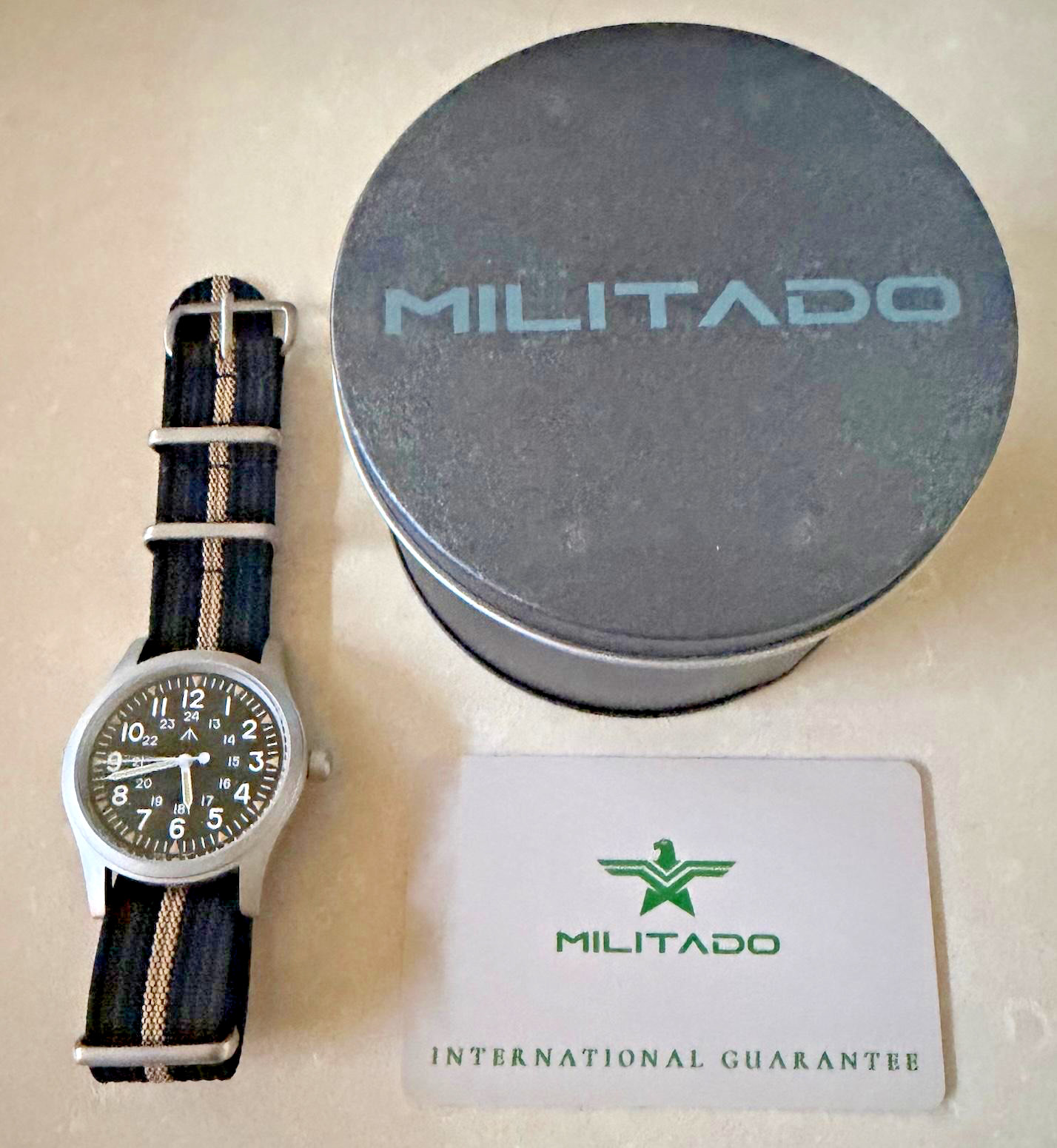 Militado ML05 38mm Quartz Field Watch 10Bar NATO Miyota Japan Mvmt Sapphire- NEW