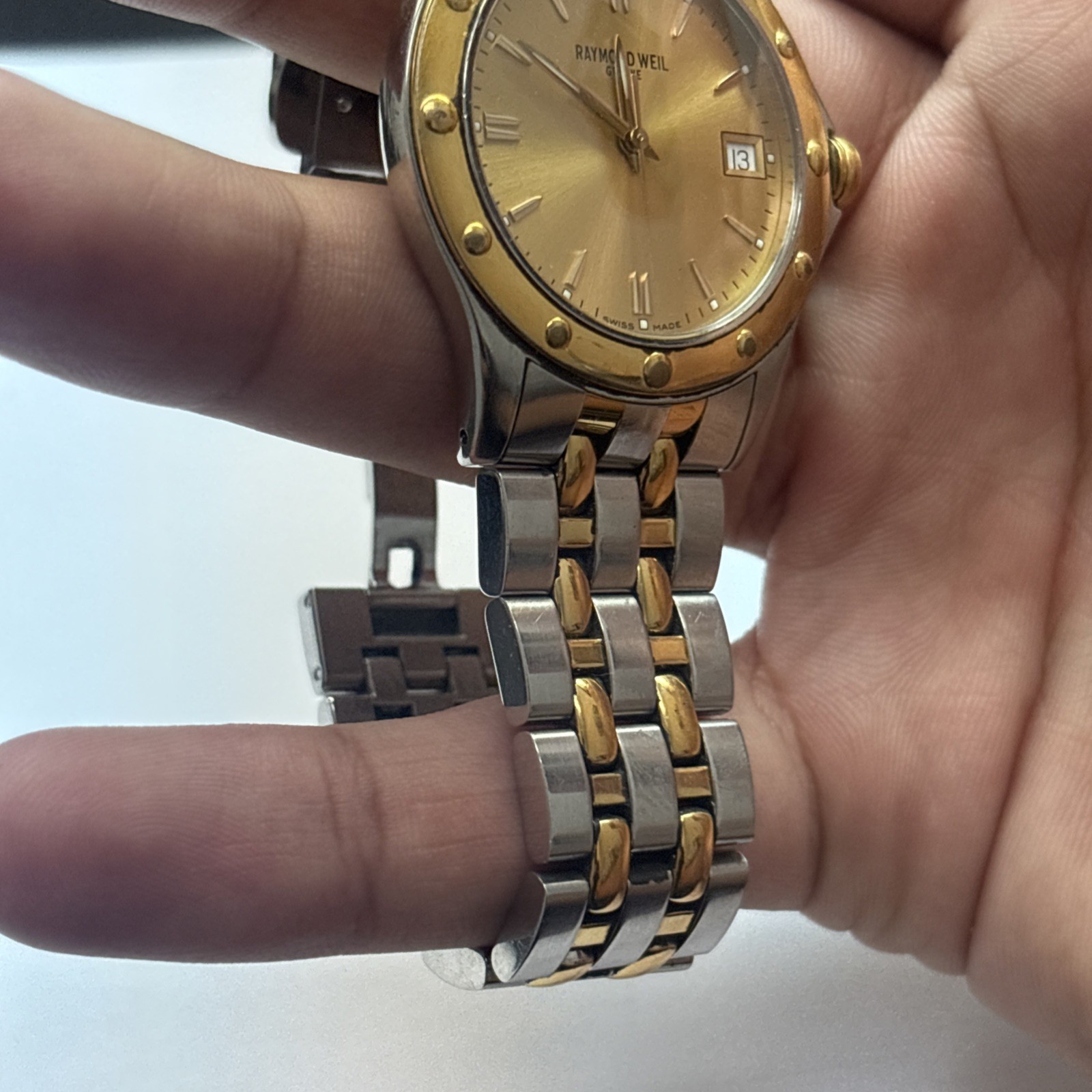 Raymond Weil Watch Two Tone Gold Plated Stainless Steel Fits Wrist Size 7”