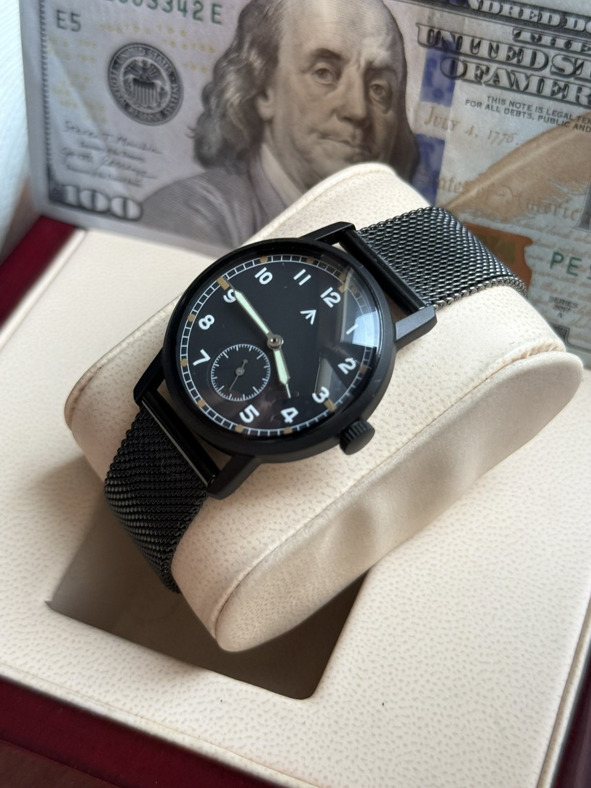 Pobeda Pilot Soviet Mechanical Black Dial Vintage Watch Zim 1990s Russian Men’s