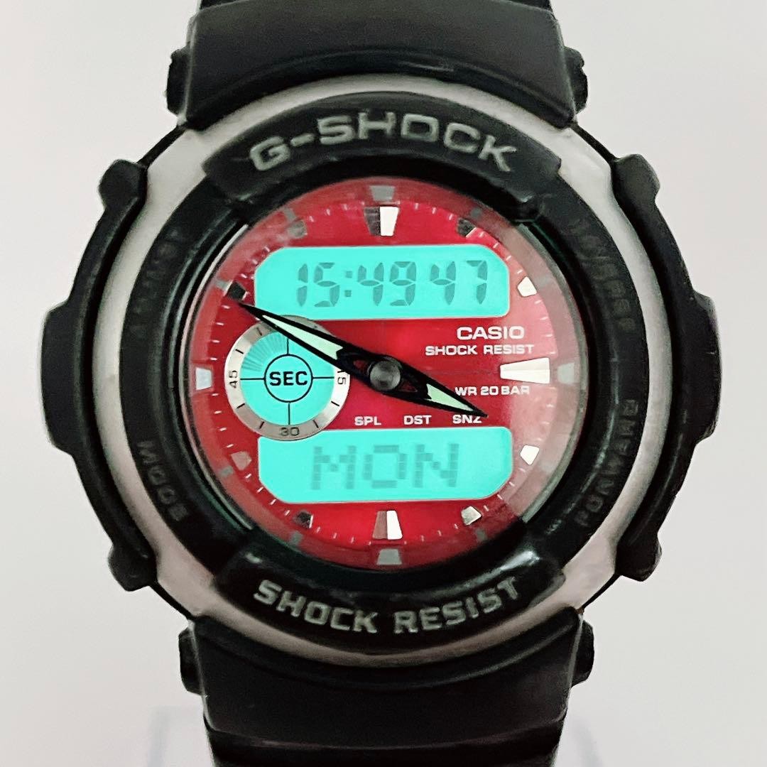 CASIO G-SHOCK G-300 Black Red Panel Men’s Digital Analog Watch Used Japan