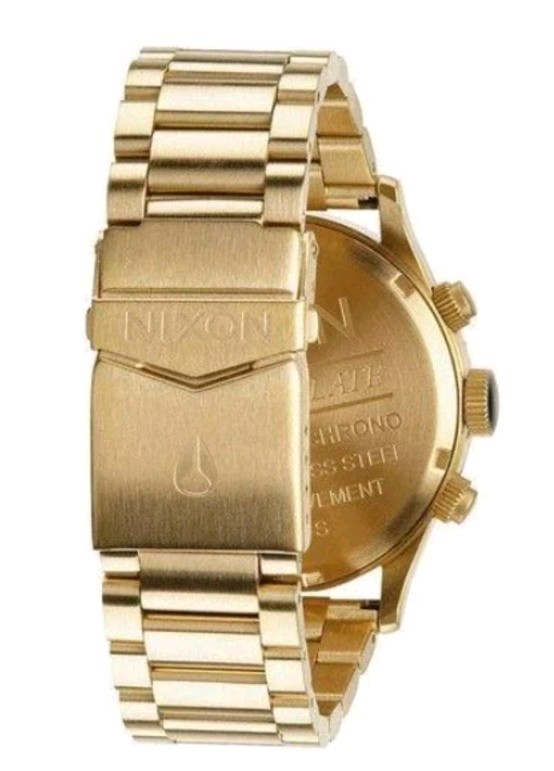 Nixon Sentry Chrono Gold/ Blue Sunray Watch A386-1922 Stainless Steel 42mm Dial