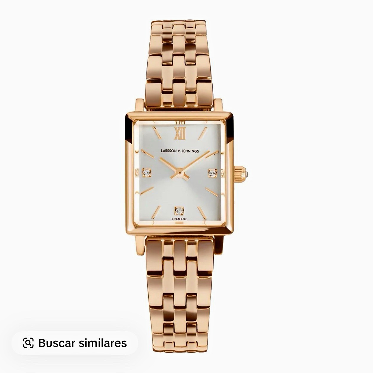 Larsson & Jennings Women’s Mini Boyfriend Rose Gold Tone Quartz Roman Rect