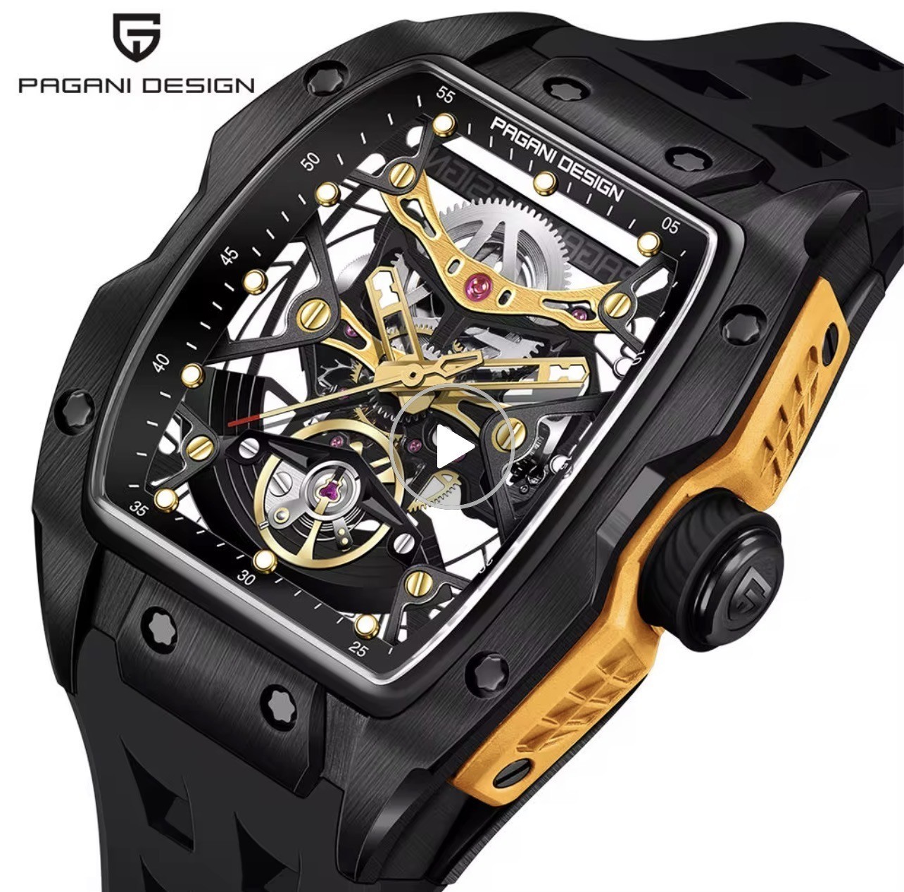 PAGANI DESIGN 42MM PD-YS018 Skeleton Dial Mechanical Watch 50M Waterproof