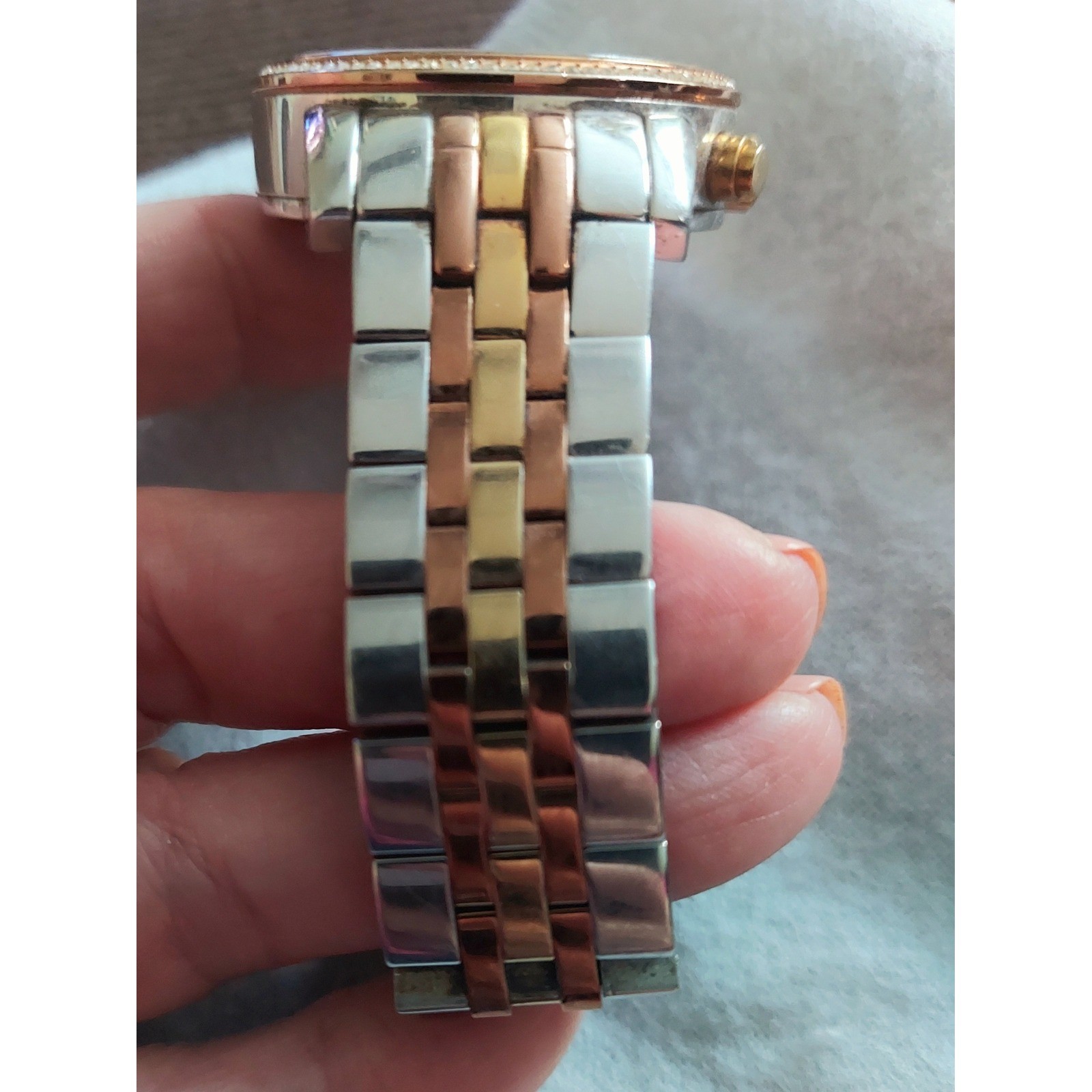 Michael Kors Parker Tri-Tone Chronograph Crystal Mother of Pearl Watch Unisex